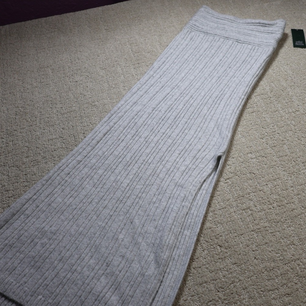Wild Fable Womens Ribbed Knit Maxi Skirt Light Gray Side Slit XS NEW